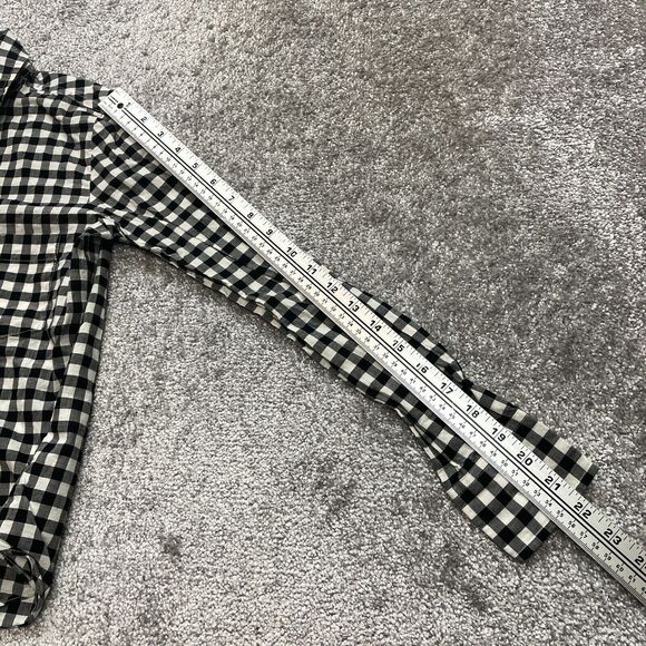 J.Crew Button Up Blouse Shirt Womens XXS Black White Plaid Long Sleeve Collared - Picture 6 of 10